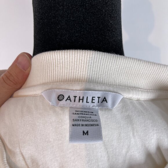 Athleta Cream Quilted Sweatshirt with Side Zippers size Medium - Picture 4 of 4
